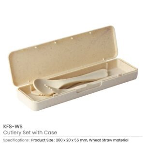 3Pcs Cutlery Set with Case Including a Fork, Knife, & Spoon
