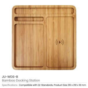 Bamboo 15W Wireless Desk Fast Charging Pad & Organizer