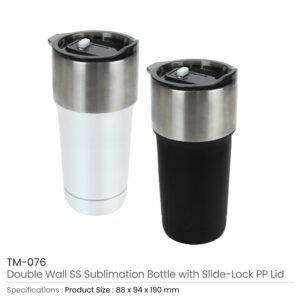 Double Wall SS Tumblers with Slide-Lock PP Lid 591ml