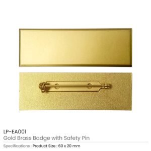 Gold Brass Name Badges with Safety Pin