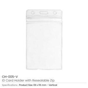 Vertical ID Card Holder with Resealable Zip
