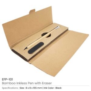 Bamboo Inkless Pens with Eraser, Writing in Black