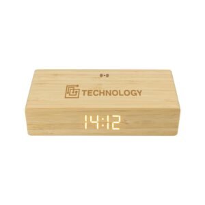 Bamboo Clock with 5W Wireless Charging Function