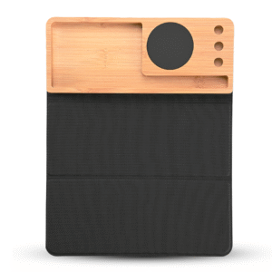 MOUSEPAD ORGANIZER – Foldable RCS PU Mousepad with Bamboo Wireless Charger and Light-Up Feature