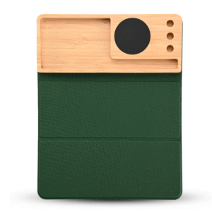 MOUSEPAD ORGANIZER – Foldable RCS PU Mousepad with Bamboo Wireless Charger and Light-Up Feature