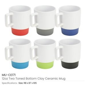 Ceramic Mugs with Bottom Clay in 12 Oz, Matte Finish