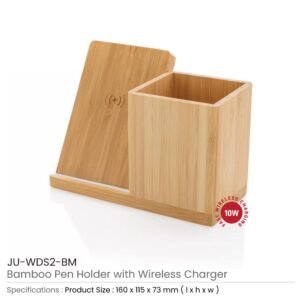 Bamboo Pen Holder with 10W Wireless Charger
