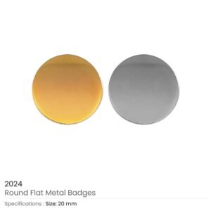 Round Flat Metal Badges 20mm, Gold and Silver Colors