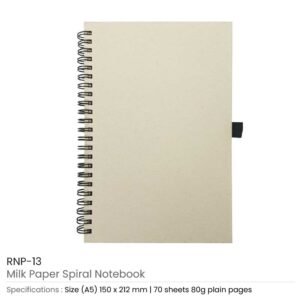 A5 Size Milk Paper Spiral Notebooks, 70 Sheets 80 GSM