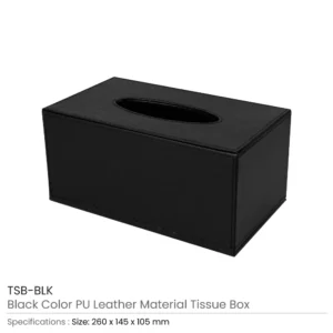 Tissue Box in PU Leather Material Black Color