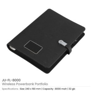 Wireless Powerbank Portfolio with USB & Light up Logo