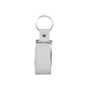 Charlie – Leather & Metal Keyring USB – White