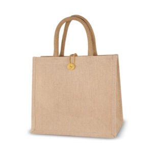 Lamina – Square Laminated Juco Bag with Button Loop (Natural)