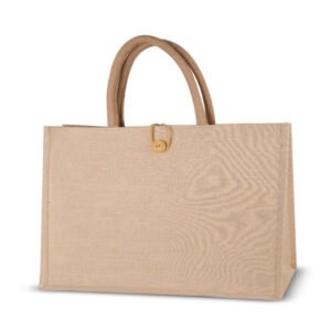 Powell – Wide Laminated Juco Bag with Button Loop (Natural)