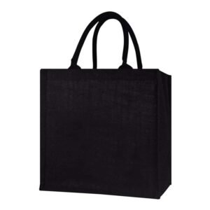 Qubek – Square Laminated Jute Bag (Black)
