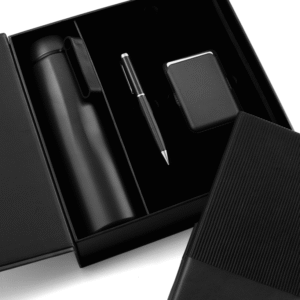 AGENDA WELCOME SET – Complete Corporate Gift Set with Notebook, Pen, RFID Holder & Flask