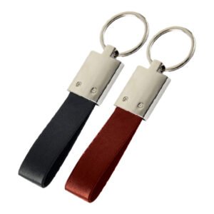 AKE 05 METAL KEYCHAINS WITH LEATHER STRAP