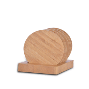 BAMBOO COASTER – Eco-Friendly 5-Piece Round Coaster Set with Stylish Holder