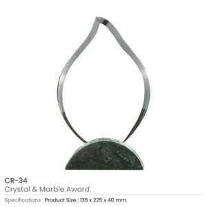 Flame Shaped Crystal & Marble Awards in Hardboard Box