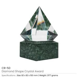 Diamond Shaped Crystal Awards with Marble Base
