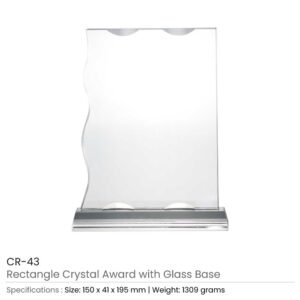 Rectangle Crystal Awards with Glass base & Box