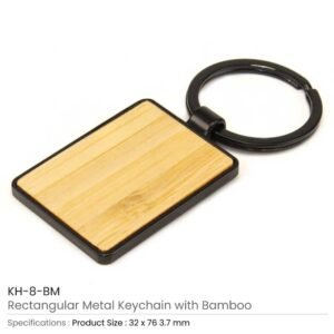 Metal Keychains with Bamboo