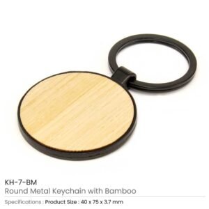 Metal Keychain with Bamboo