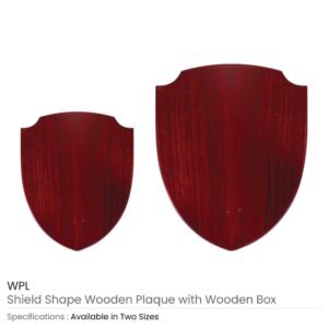 Shield Shaped Wooden Plaque with Box & Golden Aluminium Plate