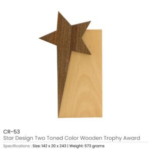 Star Design Wooden Trophy Award with Gift Box