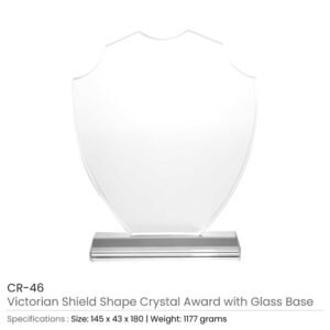 Victorian Shield Crystal Awards with Gift Box