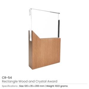 Rectangle Shaped Wood and Crystal Awards with Box