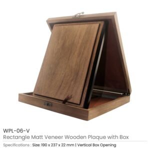 Vertical Matt Veneer Wooden Plaque with Box