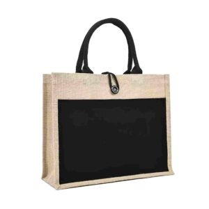 Jute Bag with Canvas Pocket