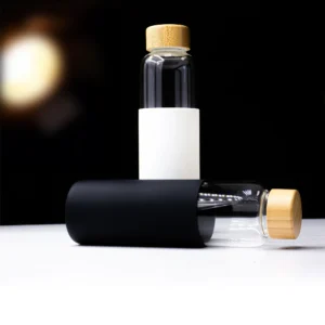 Bamboo Lid Glass Bottle With Silicon Case