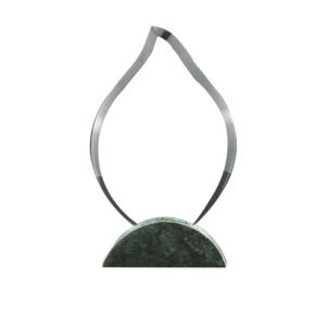 Flame Shaped Crystal with Marble Base