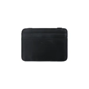 Leather card holder with both side opening Black