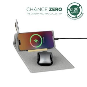 BLACE - CHANGE ZERO Recycled PU 15W Wireless Mousepad & Desk Organizer - Grey