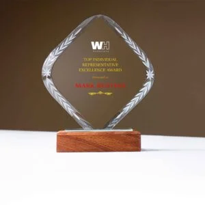 Rhombus Shape With Wooden Base
