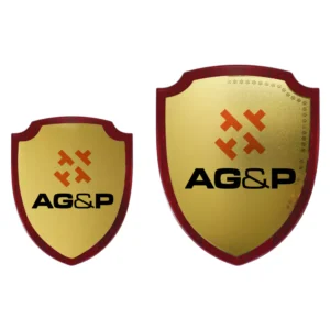 Shield Shaped Wooden Plaque with Box & Golden Aluminium Plate