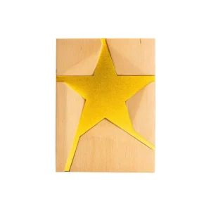 Star Wooden Trophy With Metal - Gold
