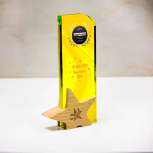 Wood Star with Rectangular Plaque