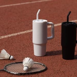 BERN - Recycled Stainless Steel Tumbler with Reusable Straw - White