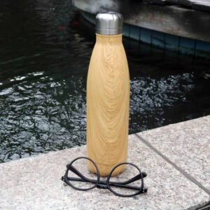 GEYER - Hans Larsen Stainless Steel Water Bottle with Wood Print - Yellow