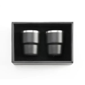 ESPRESSO STACKABLE – Stylish 80ml Double-Wall Stainless Steel Espresso Cups with Silver-Lined Lid & Premium Gift Box